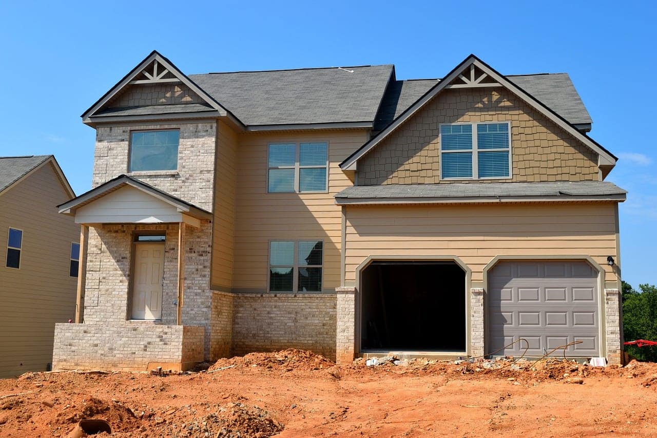 Home under construction, outside mostly finished